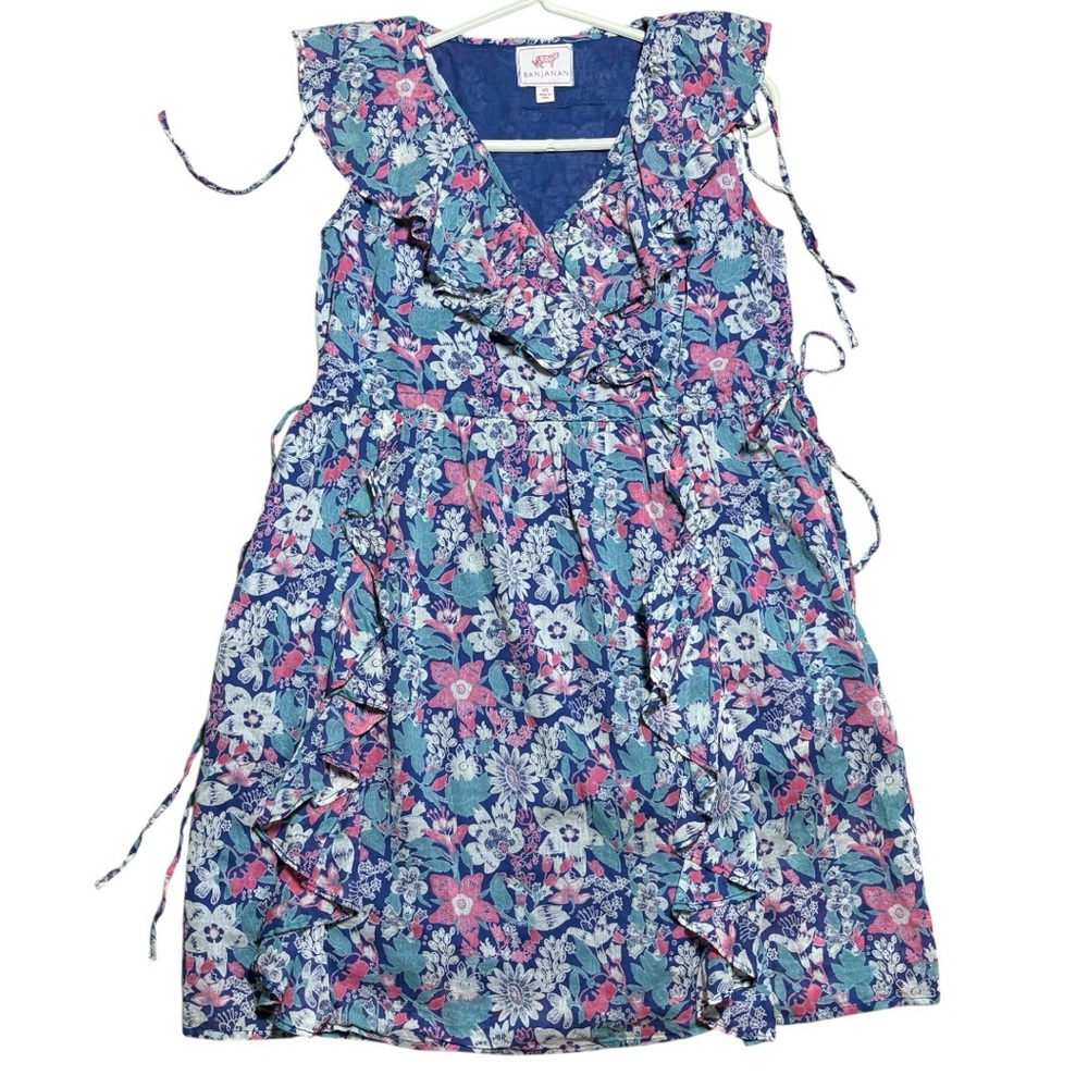 Banjanan Sylvie Floral Ruffle Dress In Anna’s Wild Garden Blueprint Sz XS